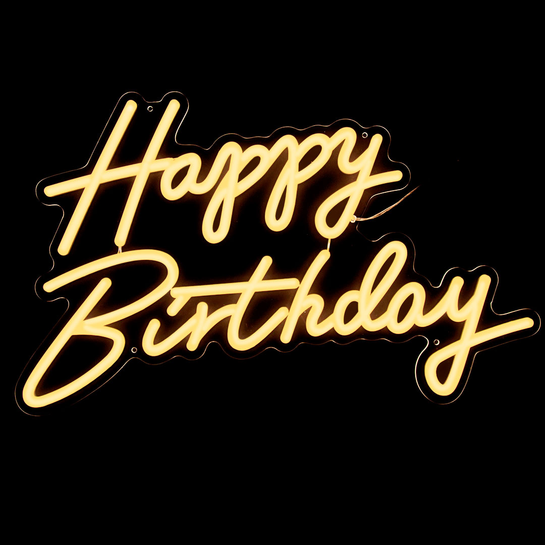 Световая надпись на подложке Happy Birthday, 35*57 см. Теплый белый, 1 шт.