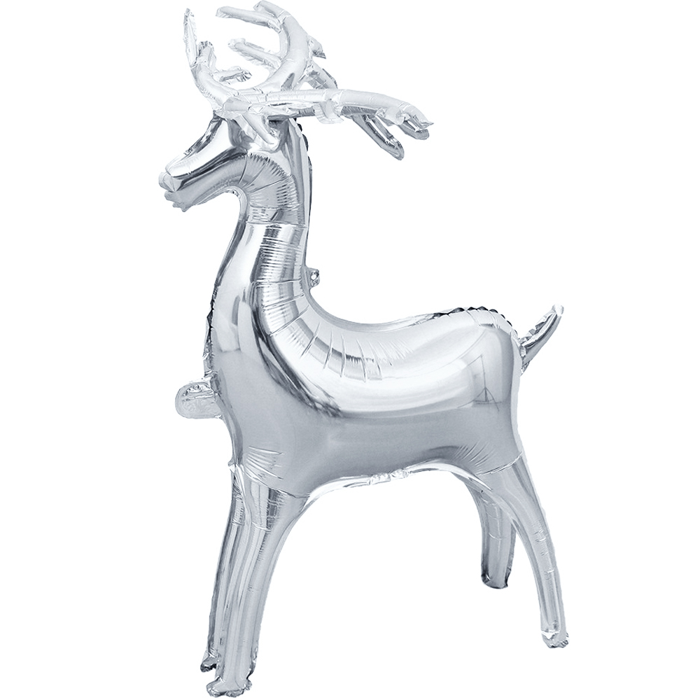 Шар 3D (32''/81 см) Фигура, Олень, Серебро, 1 шт. в уп.