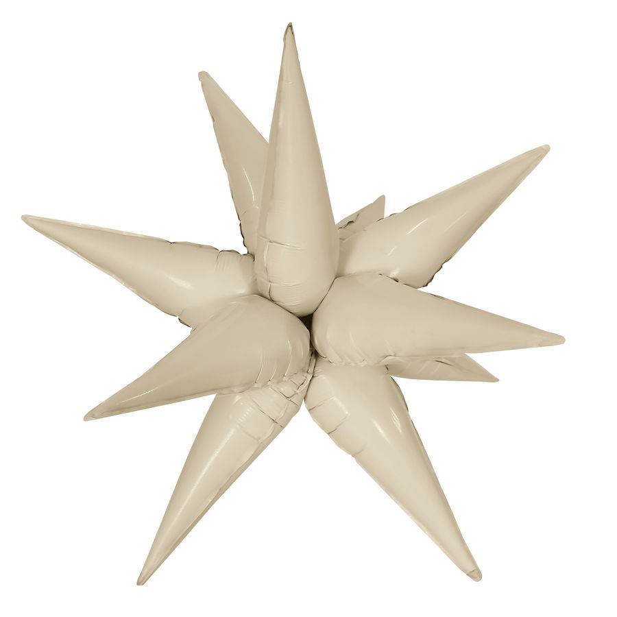 Шар 3D (26''/66 см) Звезда, Составная, Белый песок, Сатин, 1 шт.