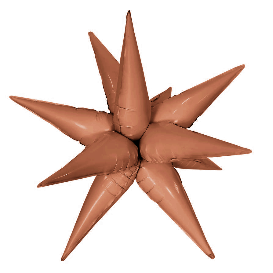 Шар 3D (26''/66 см) Звезда, Составная, Шоколад, Сатин, 1 шт.