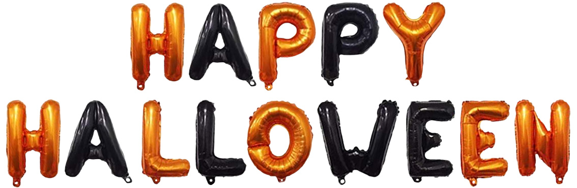 Набор шаров-букв (16''/41 см) Мини-Надпись "Happy Halloween", Черный/Оранжевый, 1 шт.