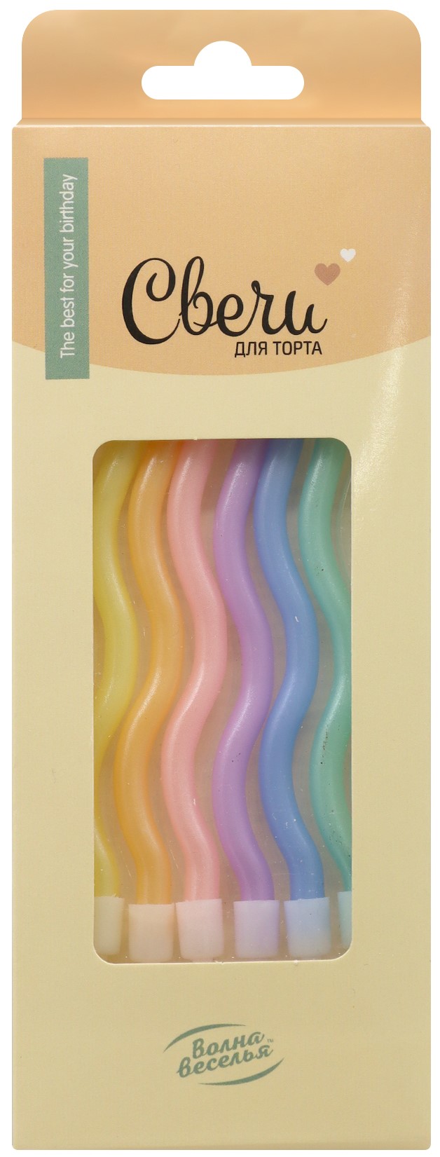 Свечи Нежные спирали, Ассорти, Макарунс, 0,55*12 + 3 см, 6 шт. с держат.