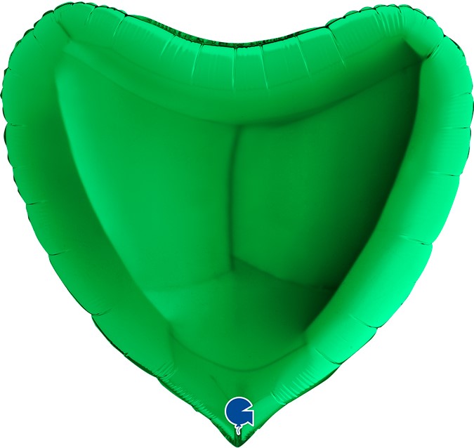 Шар (18''/46 см) Сердце, Зеленый, 1 шт.