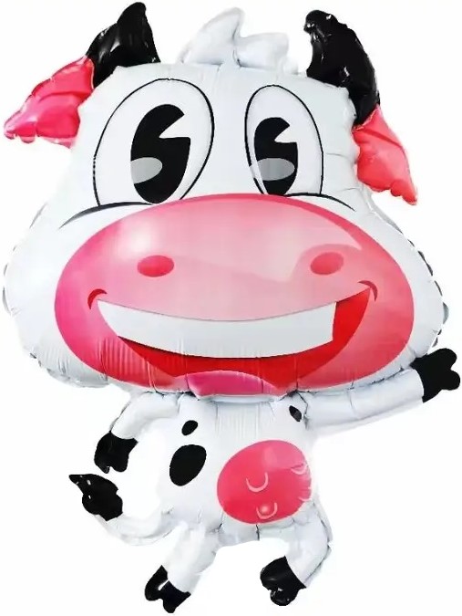 Шар (24''/61 см) Фигура, Веселая корова (надув воздухом), 1 шт.