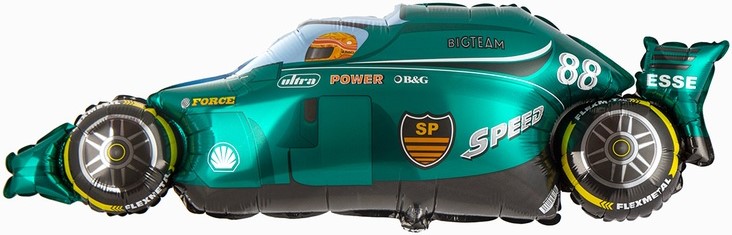 Шар (36''/91 см) Фигура, Гоночный автомобиль, Формула 1, Зеленый, 1 шт.