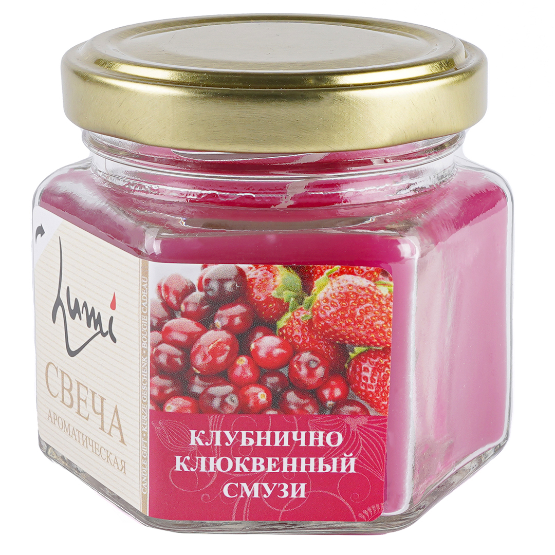 Свеча ароматическая, в банке, Клубнично-Клюквенный Смузи, 5*6 см, 1 шт.