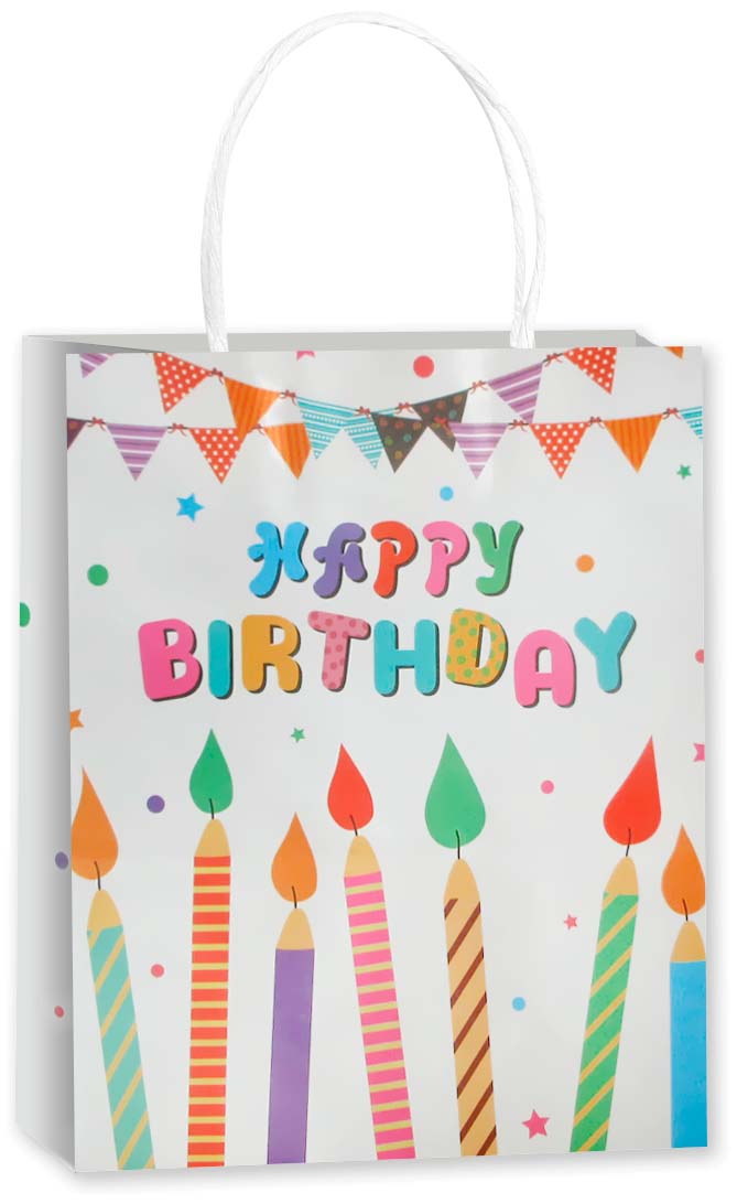 Пакет подарочный, Крафт 120гр, Happy Birthday, Дизайн №3, 25,5*18,5*9,5 см, 1 шт.