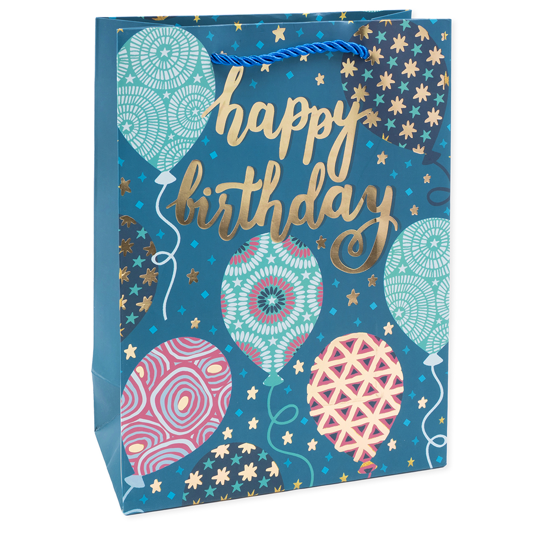 Пакет подарочный, Happy Birthday, Дизайн №2, Металлик, 40*31*12 см, 1 шт.
