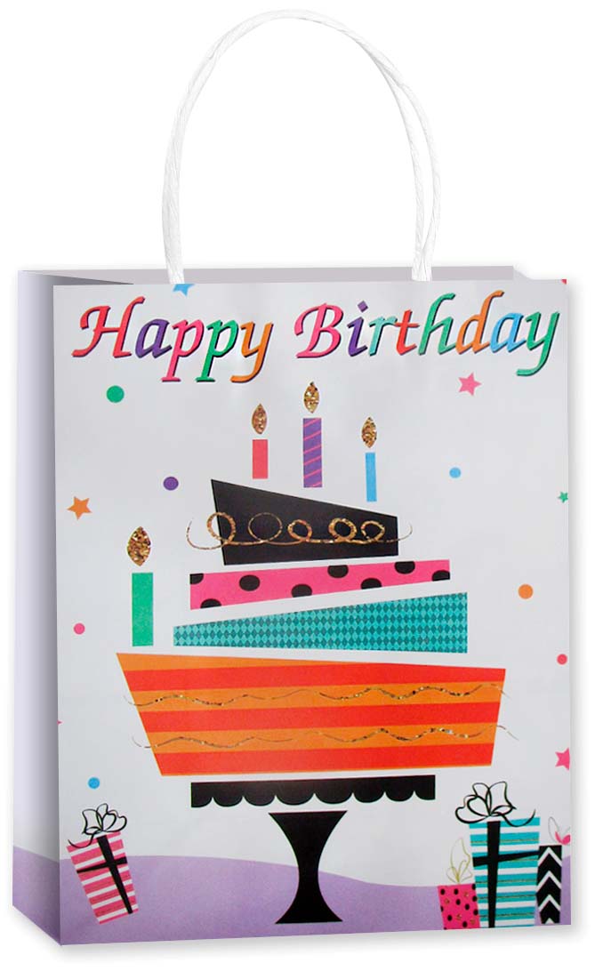 Пакет подарочный, Крафт 120гр, Happy Birthday, Дизайн №4, 33*25,5*12,5 см, 1 шт.