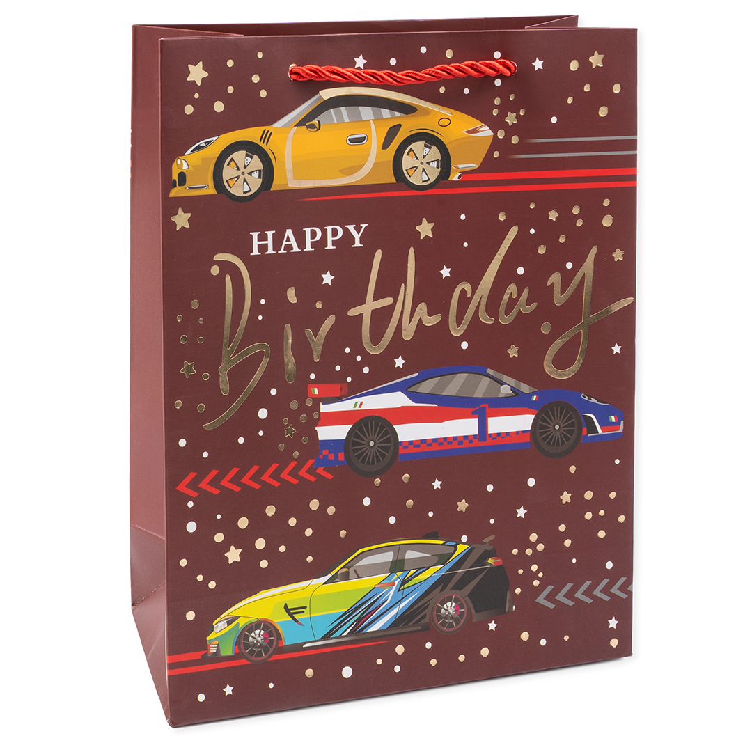 Пакет подарочный, Happy Birthday, Дизайн №4, Металлик, 40*31*12 см, 1 шт.