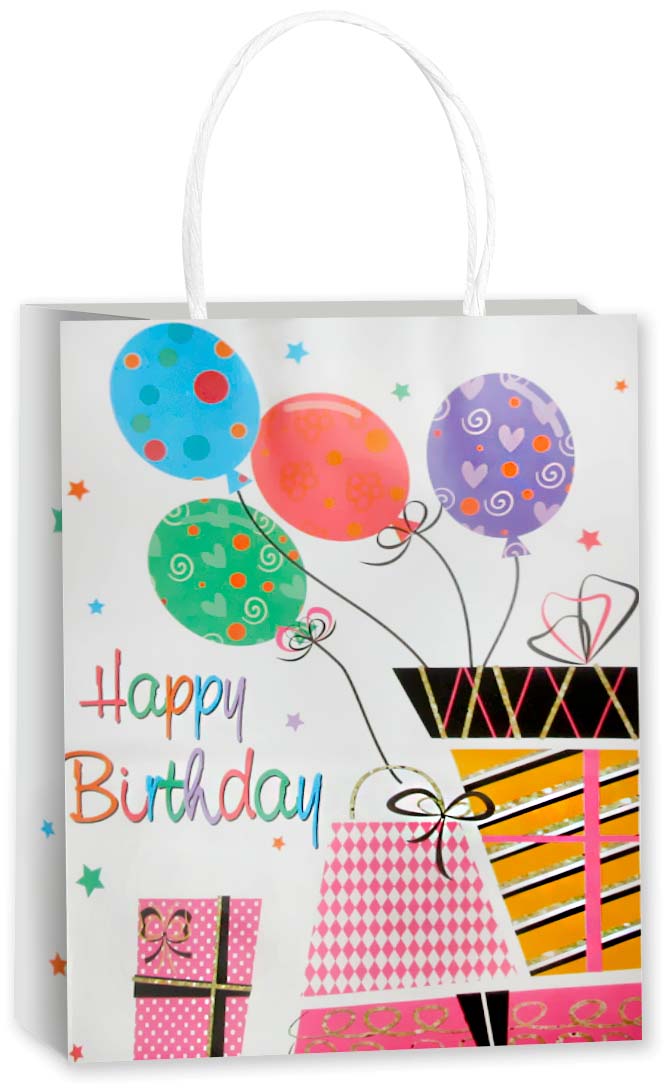 Пакет подарочный, Крафт 120гр, Happy Birthday, Дизайн №2, 33*25,5*12,5 см, 1 шт.