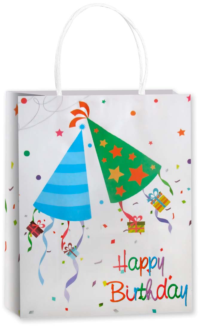 Пакет подарочный, Крафт 120гр, Happy Birthday, Дизайн №1, 33*25,5*12,5 см, 1 шт.