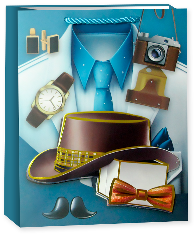 Пакет подарочный 3D, Франт, Дизайн №4, Металлик, 41*31*12 см, 1 шт.