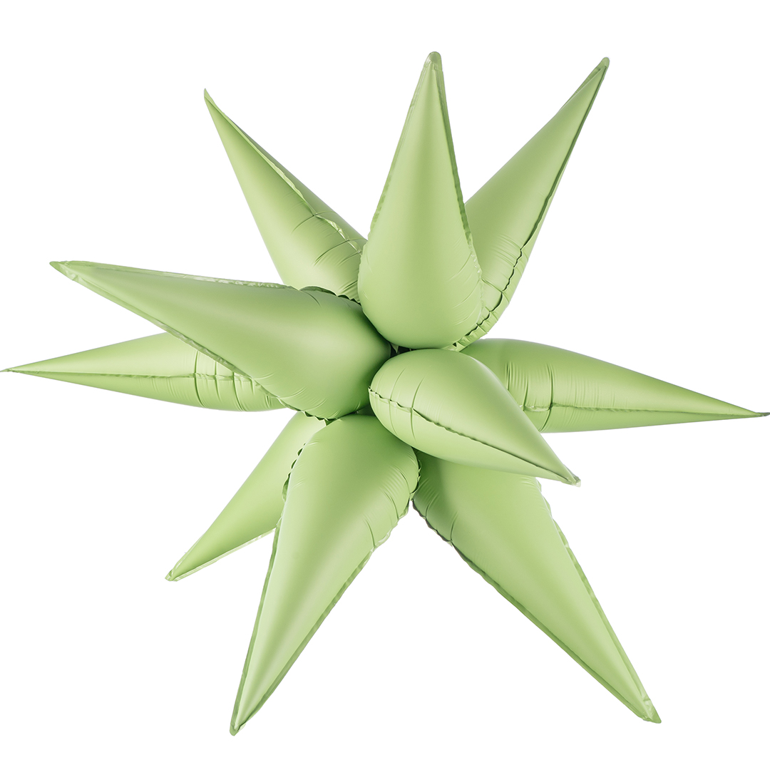 Шар 3D (26''/66 см) Звезда, Составная, Светло-зеленый, Сатин, 1 шт.