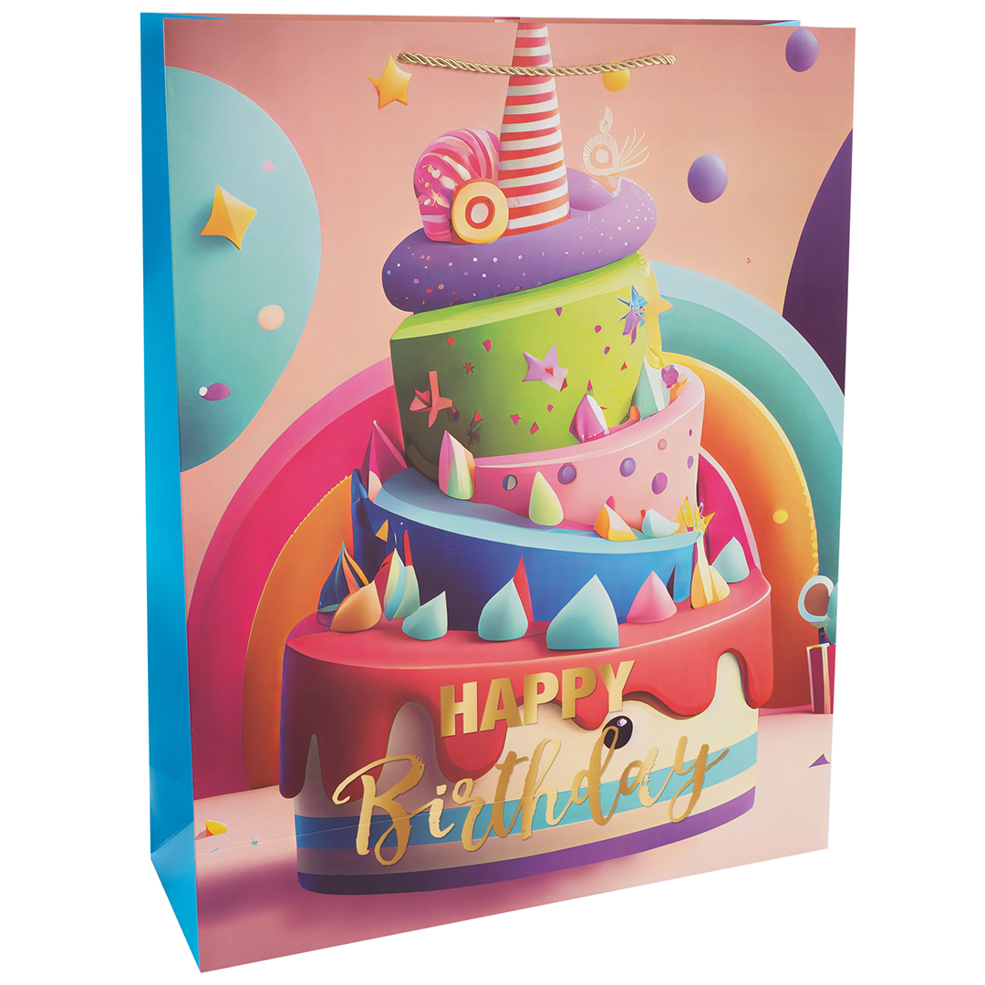 Пакет подарочный, Happy Birthday, Праздничный микс, Дизайн №1, 55*43*15 см, 1 шт.