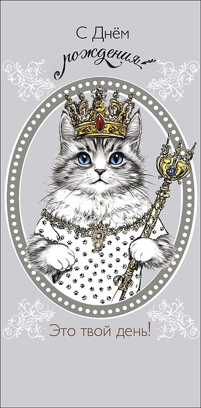 Конверты для денег, С Днем Рождения (котик в короне), 10 шт.