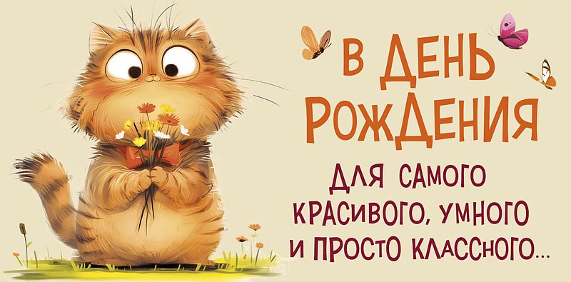 Конверты для денег, В День Рождения (милый котик), 10 шт.