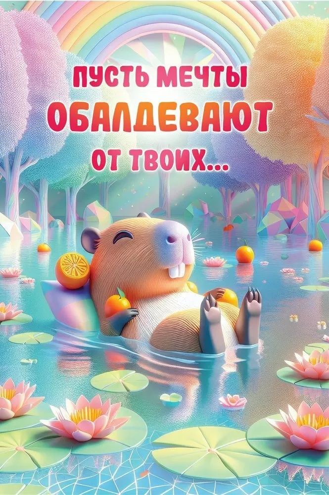 Открытка, Пусть мечты обалдевают (капибара), 12,2*18,2 см, 10 шт.