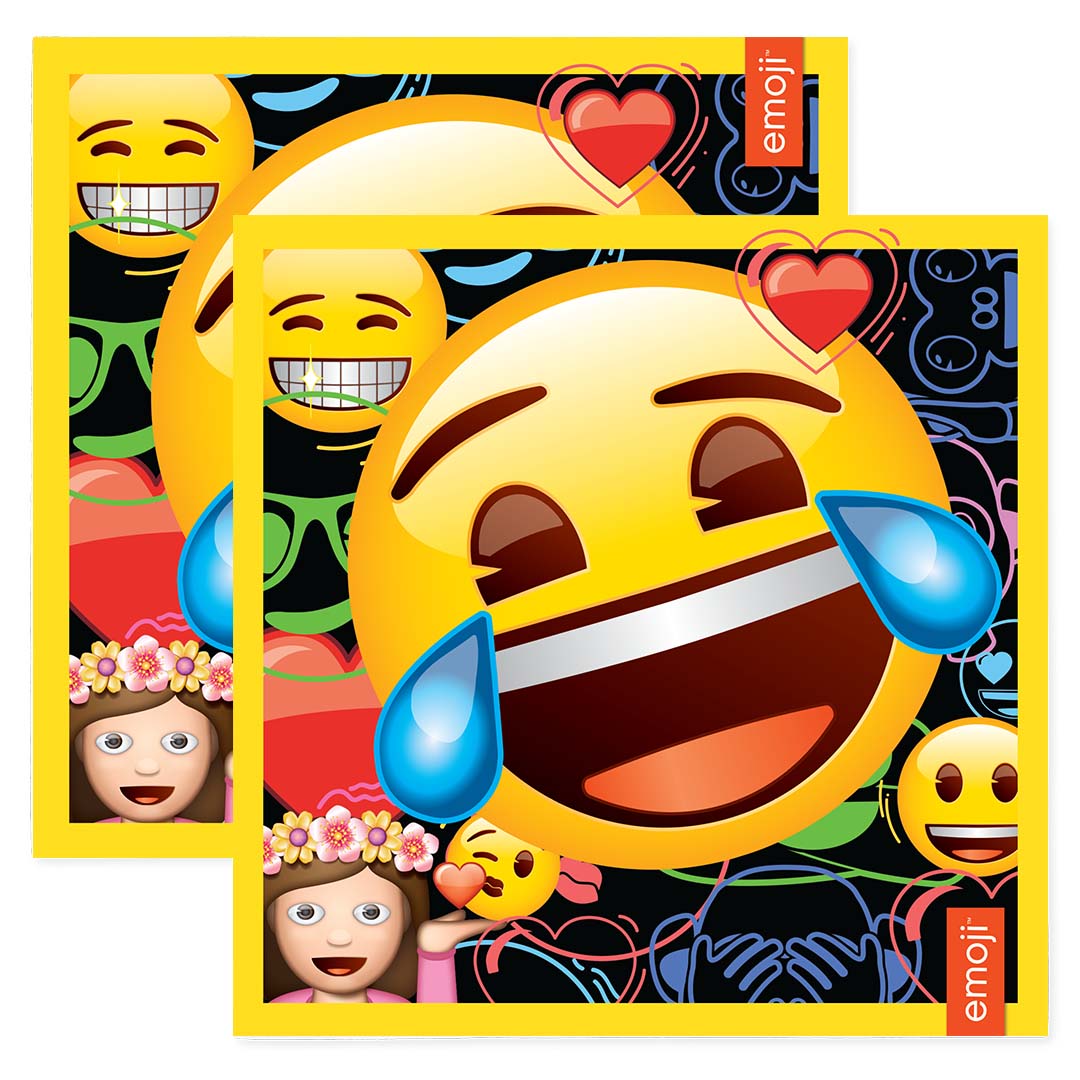 Сервировочные салфетки, Смайл, Emoji, Черный, 33*33 см, 12 шт.