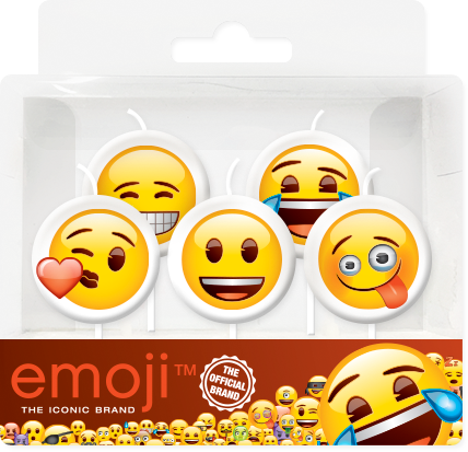 Свечи Круг, Смайл, Emoji, 6 см, 5 шт. с держат.