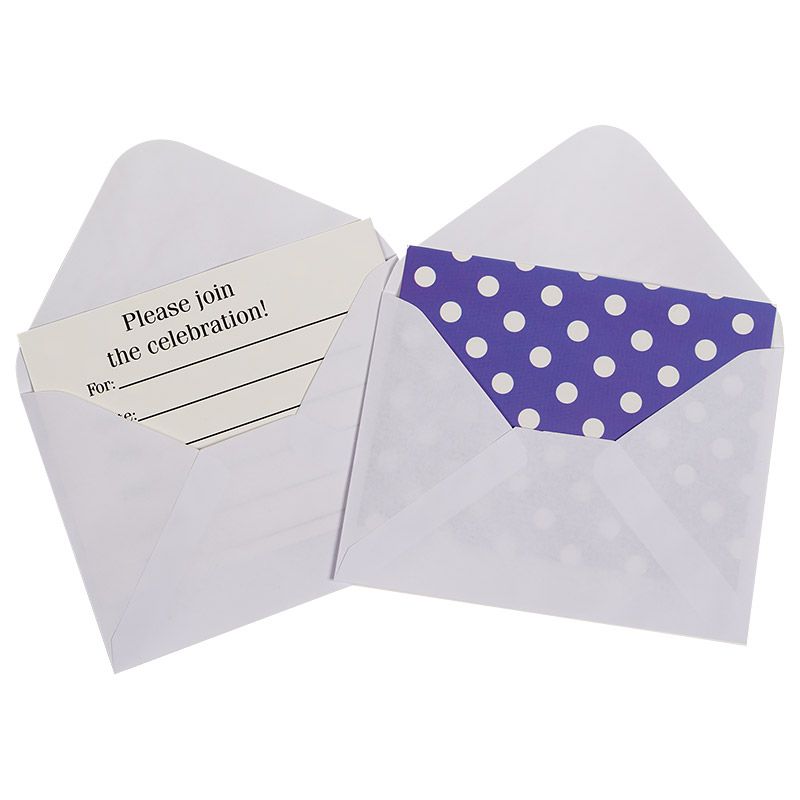 Открытка пригласительная ручной работы, Белые точки, Фиолетовый, с конвертом, 12 шт