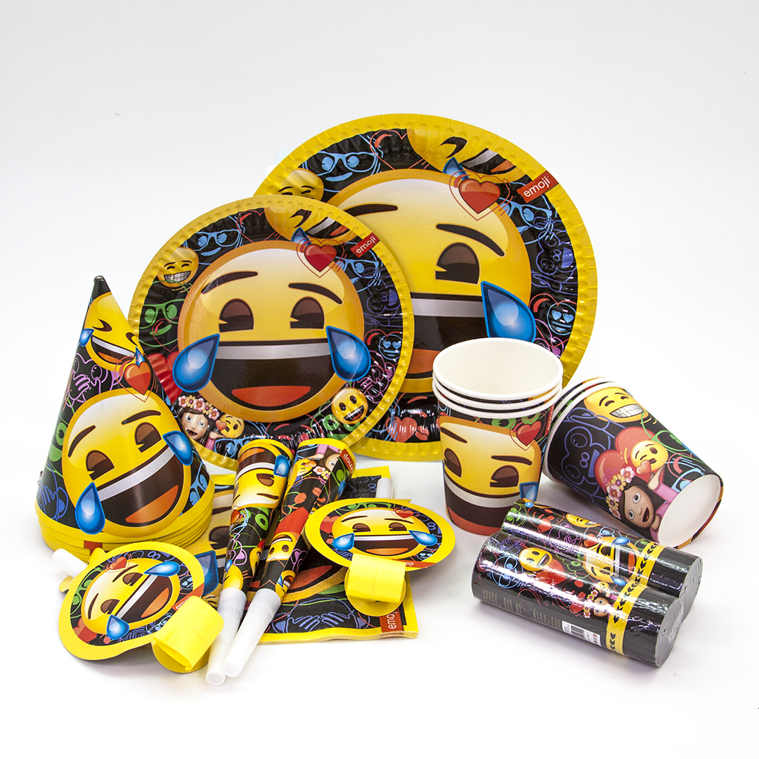 Тарелки (7''/18 см) Смайл, Emoji, Черный, 6 шт.