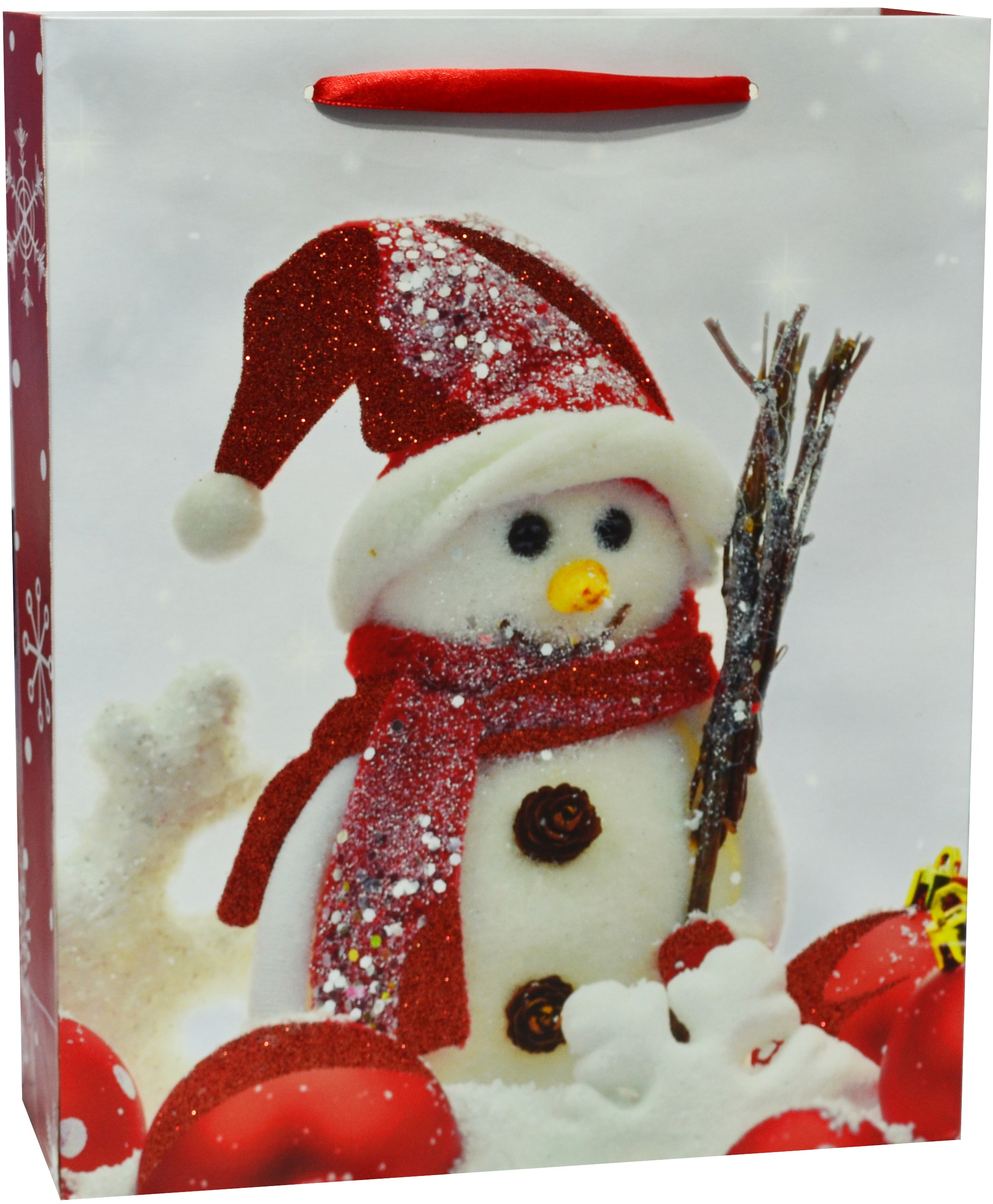 Пакет подарочный, Маленький снеговичок, с блестками, 40*31*12 см, 1 шт.