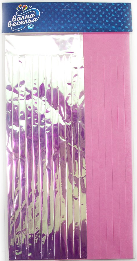 Гирлянда Тассел, Хамелеон/Розовый, Голография, 35*12 см, 10 листов.