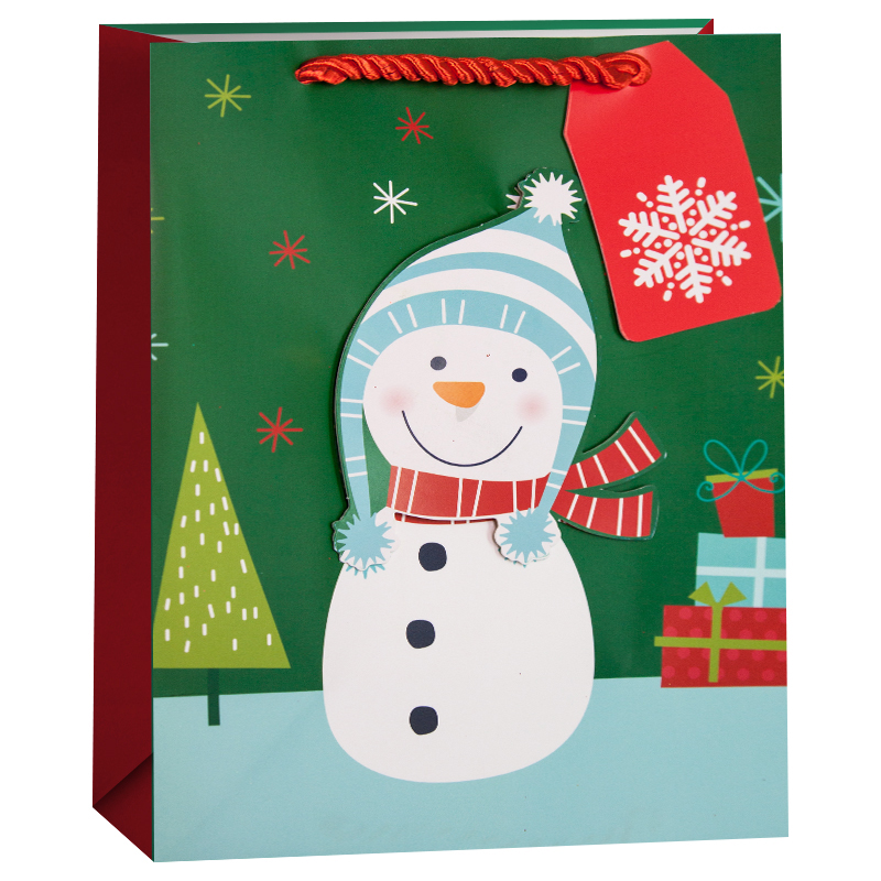 Пакет подарочный, Веселый снеговик, 42*32*12 см, 1 шт.
