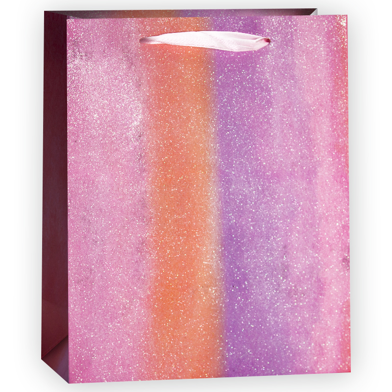 Пакет подарочный, Сиреневая радуга, Градиент, с блестками, 23*18*10 см, 1 шт.