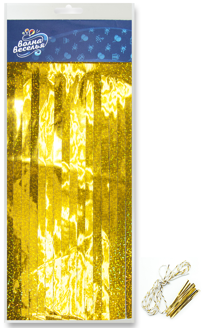 Гирлянда Тассел, Золото, Голография, 35*12 см, 12 листов.