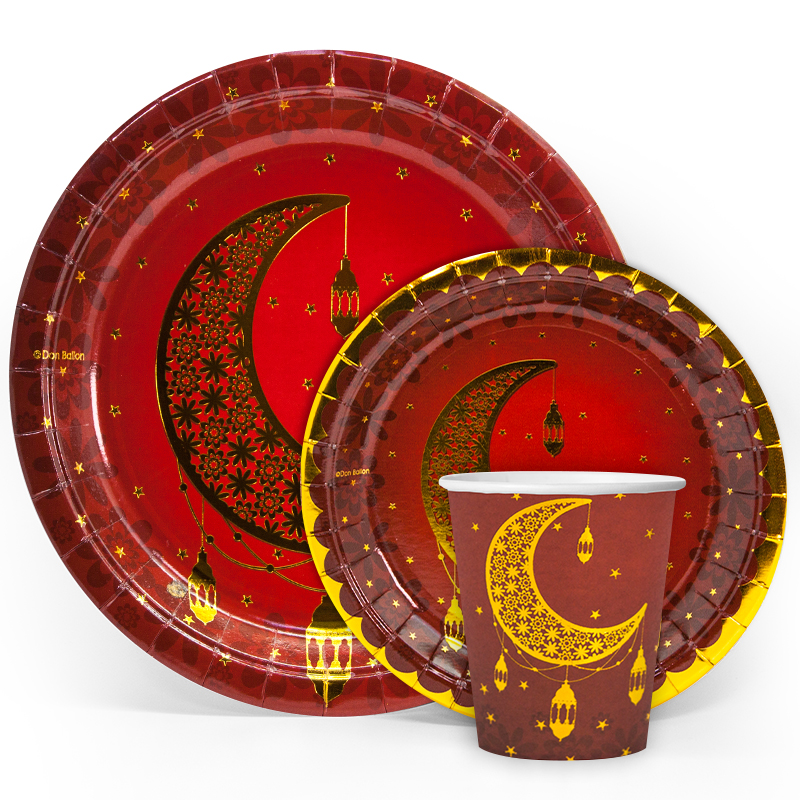 Тарелки (9''/23 см) Восточная сказка, Гранатовый, Металлик, 6 шт.