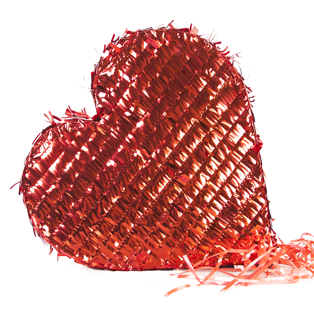 Пиньята Сердце, Красный, Металлик, 36*37 см, 1 шт.